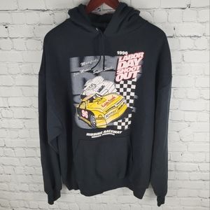 JERZEES | vintage 1996 90s Labor Day Shootout Hibbing Raceway MN pullover hoodie
